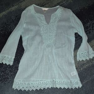 Krazy Kat Aqua Lace Detail Top